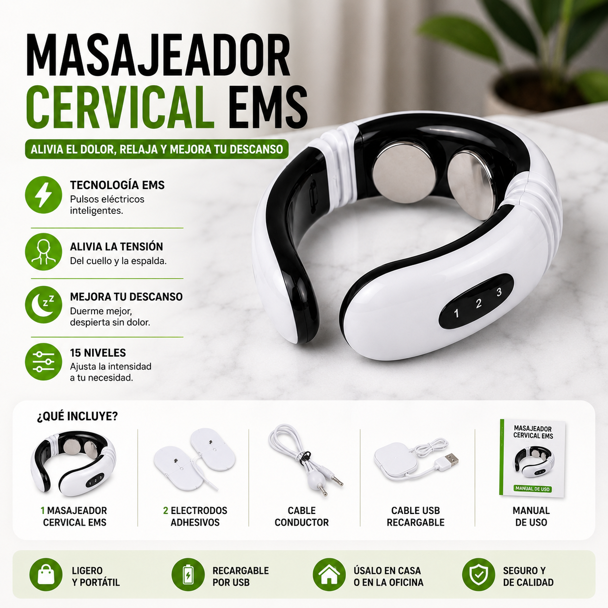 Electro Estimulador Masajeador Cuello