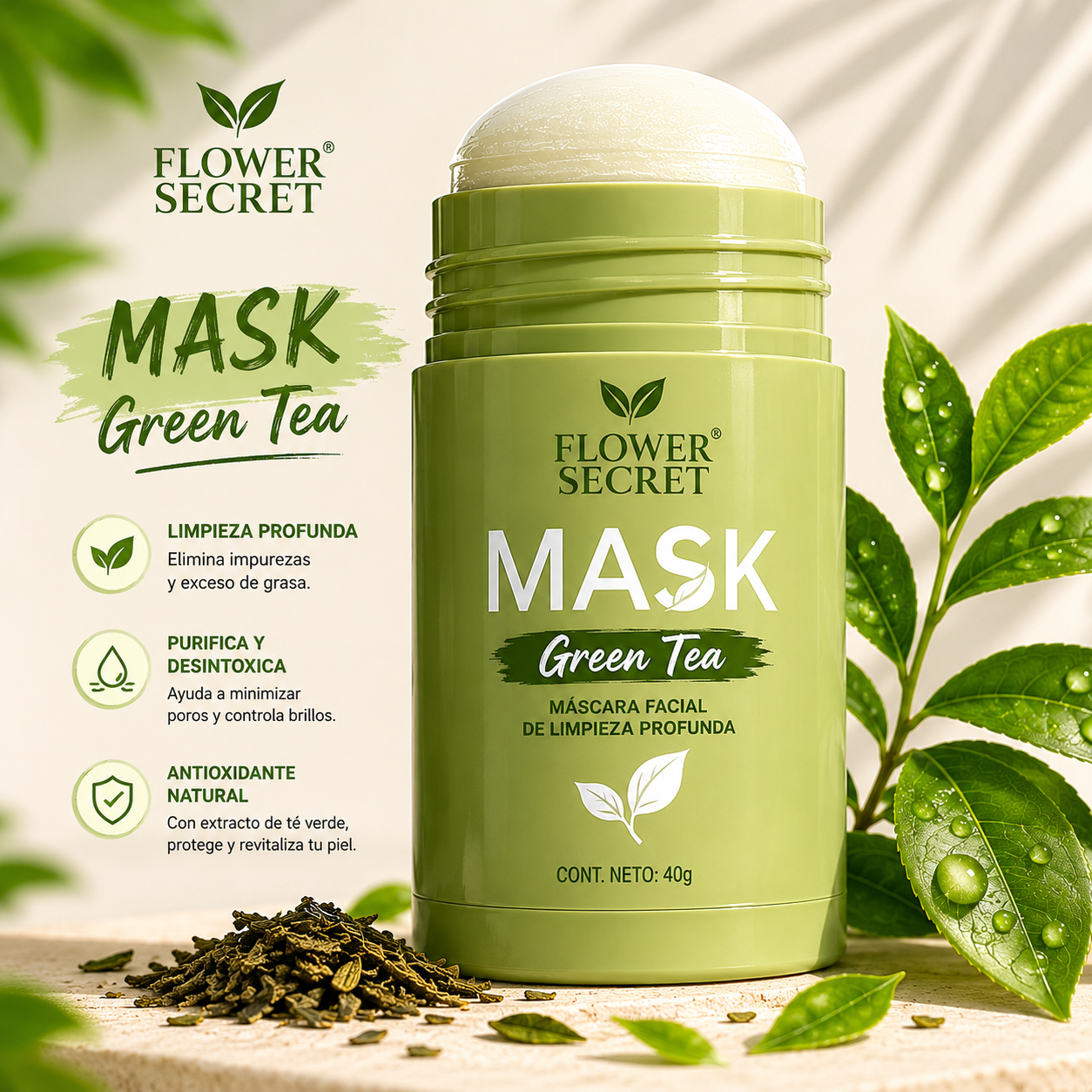 Mascarilla Natural Limpiadora te verde